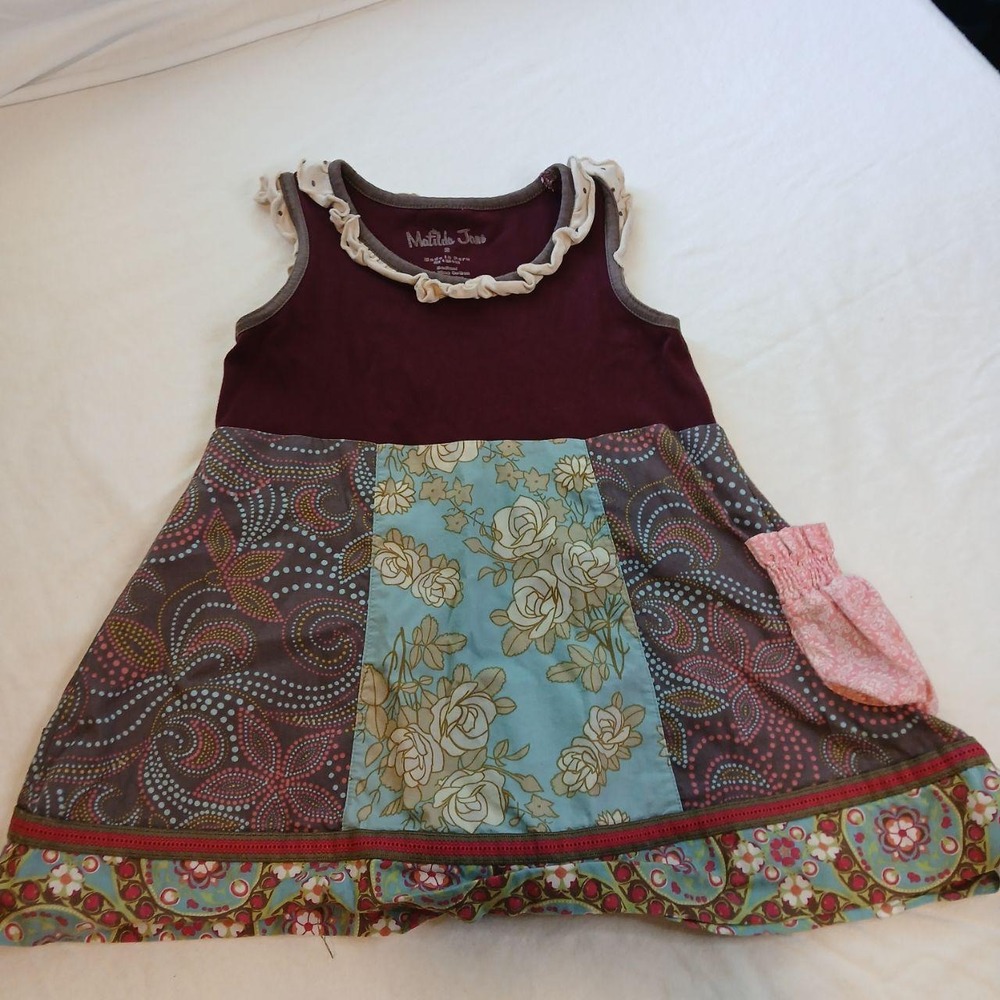 Matilda Jane Toddler Girls Floral Paisley Ruffle Dress Burgundy Blue Pink Size 2